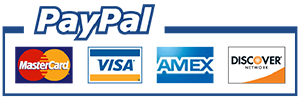 A paypal logo with three credit cards.