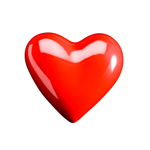 Red heart on white background.